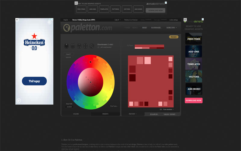 Website hỗ trợ phối màu Paletton
